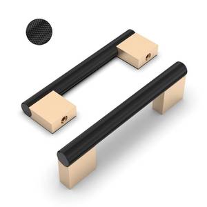 lot 14299 image: Coinkoly 10 Pack 10(254mm) Black and Gold Cabinet Pulls Knurled Kitchen Cabinet Handles Drawer Pulls Cupboard Hardware for Cabinets