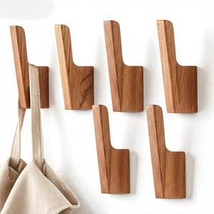 lot 14307 image: Ckhoid 6PCS Wood Wall Hooks Rustic Walnut Wall Mount Coat Hooks Modern Decorative Mounted Pegs Farmhouse Entryway Wooden Hook for Hanging Hat Backpack Bag Jacket Purse Towel Hangers
