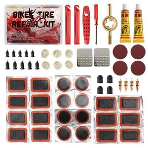 lot 14324 image: 60Pics Bike Tire Repair Kit,Bicycle Inner Tube Patch Kit with Patches and Tire Levers ,Tubeless Tire Repair Rubber Nail with Box and Screwdriver,Convenient Kit for Mountain or Road Bike, Motorcycle