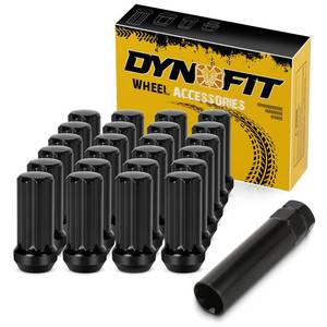 lot 14334 image: Dynofit 14x1.5 Spline Lug Nuts Compatible with Chevy Silverado 1500 GMC Sierra Ford,Aftermarket Wheel Lug Nuts Set for F150 2015-2024, 24PCS Black Truck Nuts Sets Include 1 Socket Key for Fuel Wheel