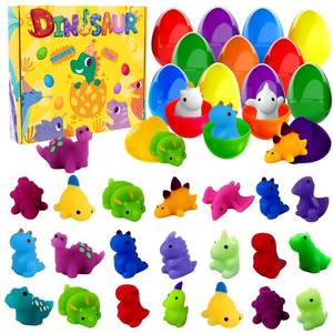 lot 14371 image: JOICEE 24pcs Dinosaur Squishy Toy Prefilled Easter Eggs, Kawaii Mochi Squishies Stress Relief Toys Filled Plastic Easter Eggs for Easter Basket Stuffers Party Favor Egg Hunt for Kids