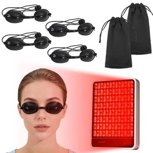 lot 14389 image: 4 PCS Red Light Therapy Glasses, Half - clear Eyes Protection for Tanning Bed Goggles, Safety Glasses for Sunbathing & Laser Beauty Treatment, Black Wearing length adjustable Protective Goggles
