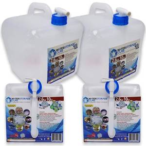 lot 14390 image: WaterStorageCube BPA-Free Collapsible Water Container with Spigot, Food-Grade Camping Water Storage Carrier Jug for Outdoors Hiking Hurricane Emergency, Foldable Portable Water Canteen (2.6 Gal 2-pk)