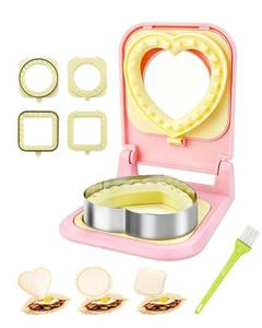 lot 14396 image: 3-in-1 Uncrustable Sandwich Maker - HeartCircleSquare Crustless Sandwich Cutter & Sealer for Kids Lunch, Breakfast & Lunchboxes  BPA-Free Uncrustable Press, Easy Clean (3-Shape Pink)