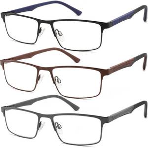 lot 14422 image: READITEASY 3 Pack Reading Glasses 1.5 Men Blue Light Blocking, Readers Men with Spring Hinge Reduce EyestrainUVDryness, Mens Reading Glasses 1.5