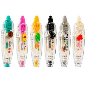 lot 14429 image: 6pcs Animal Press Type Decorative Pen, 6 Styles Cute White Out Pocket Tape Pen Cartoon Lace Correction Tape Roller Pen for DIY Craft Diary Scrapbooking Class Rewards