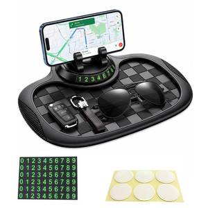 lot 14431 image: Multifunction Car Anti-Slip Mat, with Phone Holder, Temporary Parking Number and Large Pad, Rotatable 360° Anti-Skid Car Dashboard Pad for Phone, Sunglasses, Keys (Gray)
