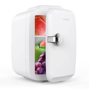 lot 19729 image: CROWNFUL Mini Fridge, 4 Liter6 Can Portable Cooler and Warmer Personal Refrigerator for Skin Care, Cosmetics, Beverage, Food,Great for Bedroom, Office, Car, Dorm, ETL Listed (White)