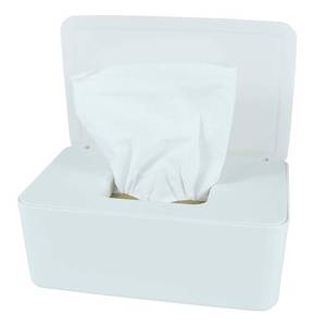 lot 19733 image: Diaper Wipes Dispenser, Tissue Storage Box Case, Wet Wipe Dispenser Holder with Lid for Home, Office, Cars (White)