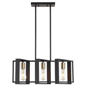 lot 19736 image: 23.6 Island Lighting,3 Lights Dining Room Chandelier, Linear Kitchen Island Lighting for Pool Table Living Room, Foyer Hallway,E26, Black Wood Frame