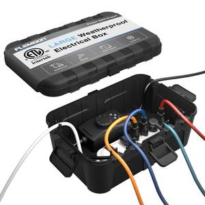 lot 19741 image: Flemoon Large Outdoor Electrical Box (12.5 x 8.5 x 5 inch), IP54 Waterproof Extension Cord Cover Weatherproof, Protect Outlet, Plug, Socket, Timer, Power Strip, Holiday Light Decoration, Black