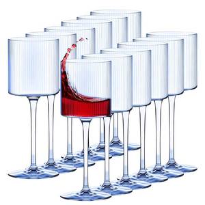 lot 19752 image: Lueumxc Plastic Goblets Wine Glasses - 12Oz Acrylic Wine Glasses Origami Unbreakable Clear Plastic Cocktail Glasses Recyclable Shatterproof Reusable Wine Cups for Parties & Weddings (Blue)