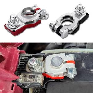 lot 20145 image: 2PCS Battery Terminal Connector, Positive & Negative Auto Battery Cable Terminal Top Post With Plastic Bottoms, Top Post Batteries Connectors Compatible with Cars, Vans, Trucks and More (2PCS)