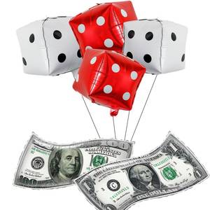 lot 20164 image: Money dollar bill balloons,casino dice shape helium balloons for Casino theme party decorations, Education LearningCasino nightpoker night party decoration