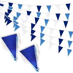 lot 20185 image: 100 Feet Blue White & Dark Blue Pennant Banner Flags String Hanging Blue White & Dark Blue DIY Triangle Bunting Flags,Party Decorations for Grand Opening,Party Events,60 Pcs