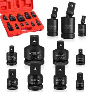 lot 20198 image: 11PCS Impact Socket Adapter and Reducer Set, 14 12 38 34 Impact Adapter Set & Universal Joint Impact Swivel Socket Set, Wobble Drive Socket Set with Storage Case