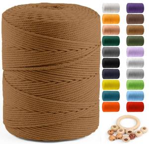 lot 20224 image: Macrame Cotton Cord 6mm x 109 Yards, ZUEXT 100% Natural Handmade Colorful 4 Strands Twisted Braided Cotton Rope for Wall Hanging Plant Hangers Gift Wrapping Tapestry DIY Crafts (100m, Caramel)