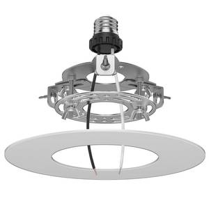 lot 20235 image: YIIZON Recessed to Pendant Light Converter Kit 5 and 6 inch Can Light Conversion, Includes E26 Socket, Mounting Bracket, Round Ceiling Plate & White Cover