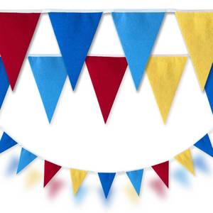 lot 20242 image: Carnival Party Red, Blue & Yellow Felt Triangle Pennant Banner Garland �� Party Decoration Flags for Birthday, Wedding & Outdoor Events, 32ft (9 x 6.5 Flags)