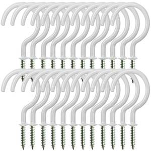 lot 20265 image: xtieksh 24 Pack Ceiling Hooks for Hanging Plants - 2 Inches Heavy Duty Hanging Hooks for Christmas Lights, Cups, Decors - White Vinyl Coated Screw in Plant Hanger Hook Indoor and Outdoor
