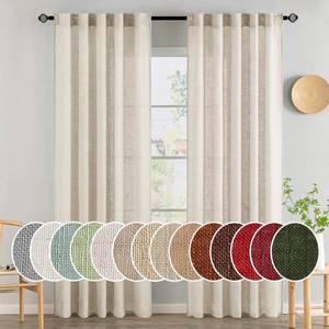 lot 20274 image: MIULEE Cream Linen Curtains 84 Inch Length 2 Panels for Bedroom Living Room, Soft Linen Textured Window Drapes Semi Sheer Light Filtering Back Tab Rod Pocket Farmhouse Modern Burlap Look Decor