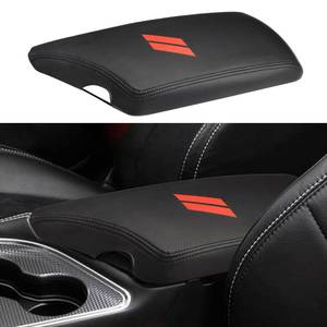 lot 20291 image: INTGET Car Center Console Armrest Cover for Dodge Challenger Accessories 2023 2022 2021 2020 2019 2018 2017 2016 2015 Interior Arm Rest Seat Cover Middle Console Lid Protector Pad(Black Stitches)