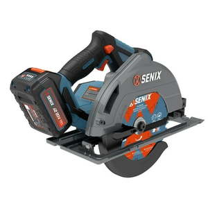 lot 1475 image: SENIX 20 Volt Max 7-14  Cordless Circular Saw  Brushless Motor  Led Work Light  55 Degree Bevel  Battery  Charger  & Storage Bag Included (PSCX2-M3)