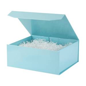 lot 1187 image: PACKGILO 1 Pcs Blue Gift Box Large 13x11x5.3 Inch Large Gift Boxes with Lids for Presents Magnetic Box with Crinkle Paper Luxury Bule Box with Shredded Paper