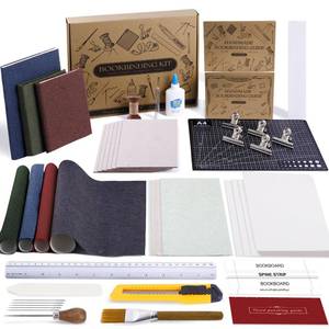 lot 1198 image: FOGWOWO 145Pcs Book Binding Kits for Beginners,Complete Bookbinding Kit Tools Materials with Instructions and Video Tutorials,Bookbinding Supplies Book Making Kit with A5 Paper Awl for DIY Crafts