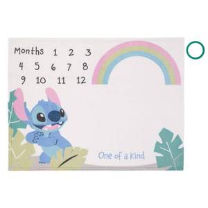 lot 1221 image: Disney Stitch Blue, Teal, Lime, Pink, and White One of a Kind Super Soft Photo Op Milestone Baby Blanket