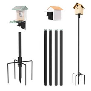 lot 1249 image: ERYTLLY Bird House Pole Mount Kit 96 Inch - Adjustable Hummingbird Bird Feeder Post Support Rod Universal Stand Set with 5 Prongs for Outdoor, Yard, Garden Decor, Black