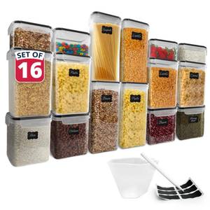 lot 1253 image: Reli. Airtight Food Storage Containers with Lids (16 Sets)  Kitchen Organizers and Storage Pantry Organizers  BPA Free Plastic Food Containers  Super Variety Pack wMeasuring Cup, 18 Labels, Pen