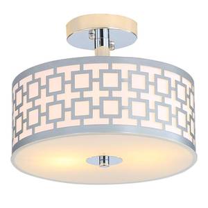 lot 1261 image: WillieSmart Semi Flush Mount Ceiling LED Light Fixture Hanging with Drum Shade for Dining & Living Room Kitchen Office Shop Entryway & Hallway Modern Chandelier Lamp Brushed Chrome Finish E26 Base