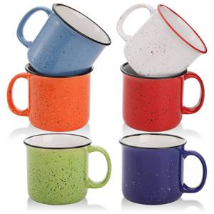 lot 1262 image: Lyellfe Set of 6 Ceramic Coffee Mugs, 15 Oz Campfire Camping Mugs, Speckled Camper Mug for Tea, Coffee and Hot Chocolate, Campfire Gift Mugs for Camper Lovers and Friends, 6 Colors