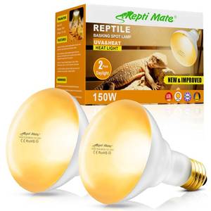 lot 1265 image: REPTI MATE 2Pack Reptile Heat Lamp, 150W Reptile Heat Emitter Infrared Basking Spot Light, UVA Daylight Heat Lamp Bulbs for Chickens Coop Reptiles Pets Brooder Use