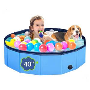 lot 1282 image: Dog Pool, Foldable Pet Swimming Pool with 6mm High-Strength PP Board, Hard Plastic Collapsible Doggy Pools for Small Dogs Kitty Duck, Non-Slip Doggie Bathtub Quick to Set Up and Drainage Hole, 40.2