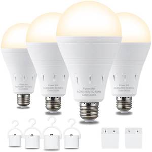 lot 2229 image: DEBAOBULB 4 Pack Rechargeable Emergency Light Bulbs, Battery Powered LED Light Bulb 3000K Warm E26 120 Volt 9W 60W Equivalent with 1200mAh for Home Power Outage Camping Hurricane