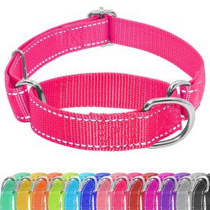 lot 2233 image: Seyezo Martingale Dog Collar - Adjustable No Pull Collar with Reflective Nylon, No Buckle, for Small to Large Dogs, M, Hot Pink