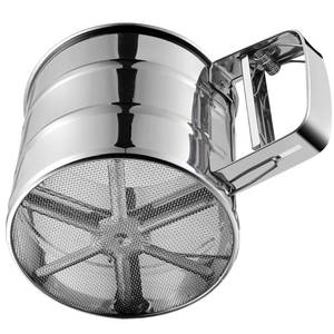 lot 2239 image: Flour Sifter, Stainless Steel Sifter for Baking, Double Layer Fine Mesh Baking Sifter, One Hand Press Crank Sifter for Powdered Sugar Shaker Duster, Flour Sieve Sifter for Baking Cakes Rondauno
