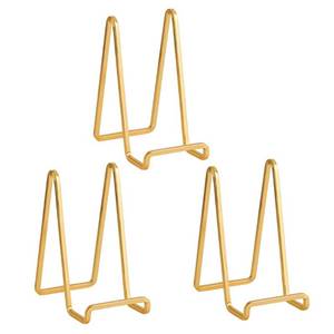 lot 2241 image: Plate Holder Easel Display Stand - 6 inch Metal Plate Stands for Display - Tabletop Picture Stand - Gold Iron Easels for Display Pictures  Photo Frames  Book  Decorative Plates  Plaque - 3 Pack