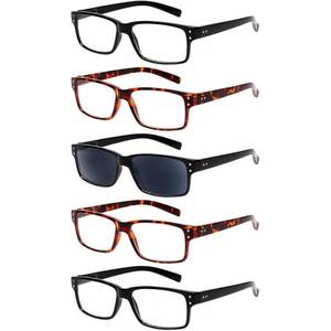 lot 2252 image: NORPERWIS Reading Glasses 5 Pairs Quality Readers Spring Hinge Glasses for Reading for Men and Women (2 Black 2 Tortoise 1sun, 2.50)