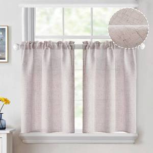 lot 2253 image: MIULEE Cafe Curtains 36 Inch Length Half Window Curtain Semi Sheer Farmhouse Short Linen Drapes for Kitchen Bathroom Basement Small Window, Rod Pocket Tier Curtains 2 Panels W26XL36, Olive Green
