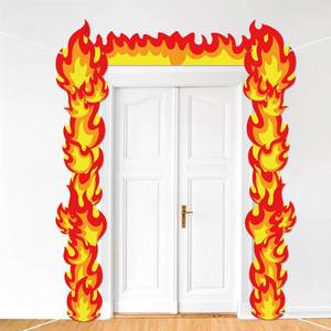 lot 2255 image: Fire Birthday Party Decorations Fire Flame Porch Banner Firetruck Birthday Party Supplies Flame Pentecost Decor Theme Hanging Banner Firefighter Door Cover for Firefighter Photo Booth Prop Favors