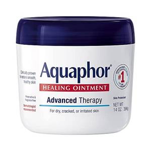 lot 2263 image: Aquaphor Healing Ointment, Advanced Therapy Skin Protectant, Multi-Purpose Ointment and Body Moisturizer, For Dry, Cracked Skin, Minor Cuts and Burns, 14 OZ Value Size Jar