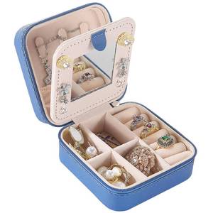 lot 2269 image: KElofoN Travel jewelry case Travel jewelry box Travel Jewelry Organizer Small Jewelry Organizer Box Gift for Girls Women with Mirror(Deep blue)