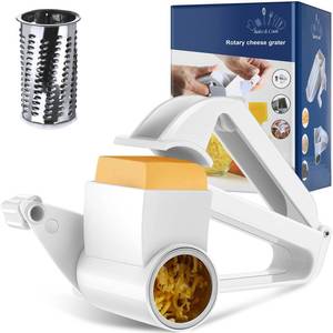lot 2276 image: Boao Rotary Cheese Grater Manual Handheld Cheese Grater with Stainless Steel Drum for Grating Hard Chocolate Nuts Kitchen Tool(White,1 Drum)