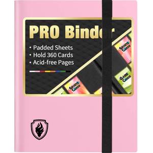 lot 2282 image: Heavy Duty Card Binder, Fabmaker 9 Pocket Trading Card Binder Holds 360 Cards, Sleek Side-Loading Card Album, Sturdy Card Collection Folder for Game Cards, Sport Cards, Pink