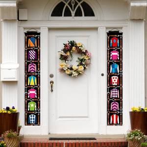 lot 2284 image: EUVBOKW Kentucky Derby Porch Banner Kentucky Derby Decoration Derby Party Supplies for Indoor and Outdoor Walls Front Door Photo Booth Backdrop