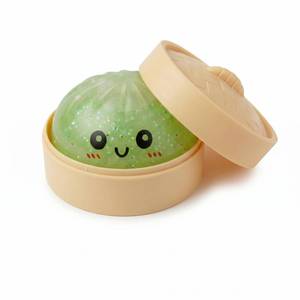 lot 2285 image: Crossunx Glitter Green Dumpling Squishies Stress Balls, Colorful Squishies Dumpling Fidget Sensory Toy with Food Steamer, Squeeze Dough Ball for Stress Relief, Stretchy Desk Toys Gift