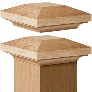 lot 2292 image: Sasylvia 2 Pcs 3 x 3 Inch Red Oak Newel Post Cap Mounting Kit Newel Post Flat Peak for Indoor Stair Outdoor Fences Mailboxes Decks, Natural Texture, Rustic Finish, Rustic Vintage Country Style